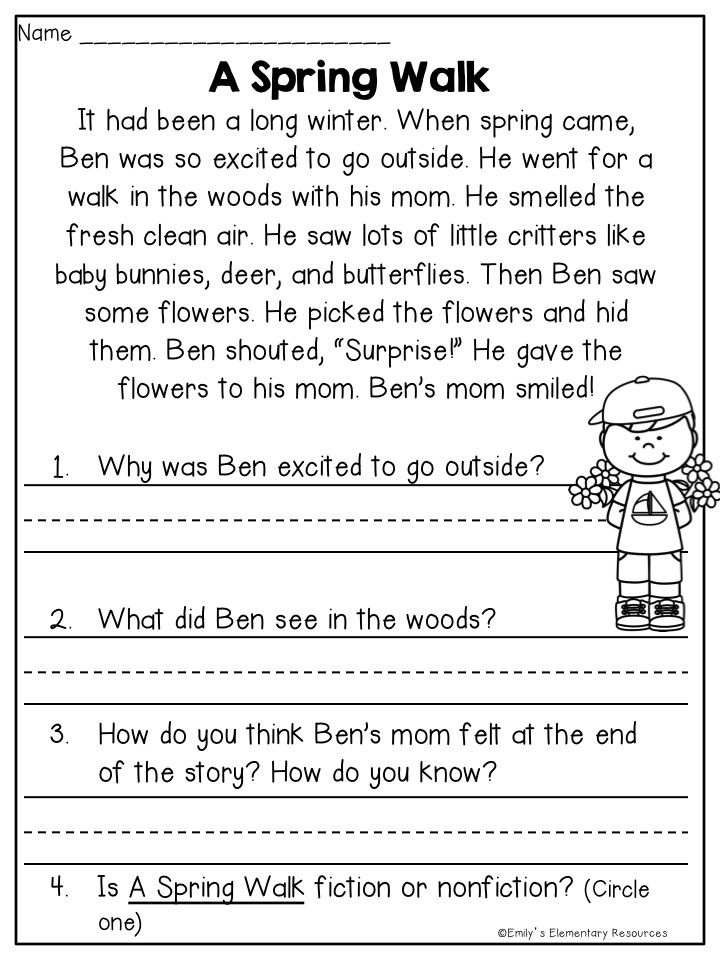 Free Printable Reading Comprehension Worksheets For 2nd Grade Reading