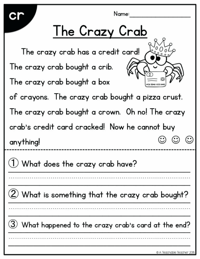 Free Printable Reading Worksheets 1st Grade Reading Worksheet Printable