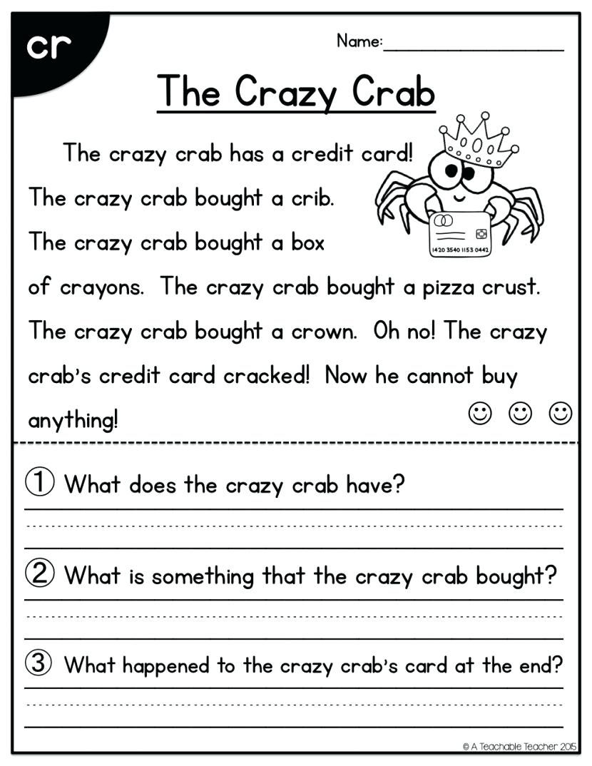 Free Printable Reading Worksheets 1st Grade Reading Worksheet Printable