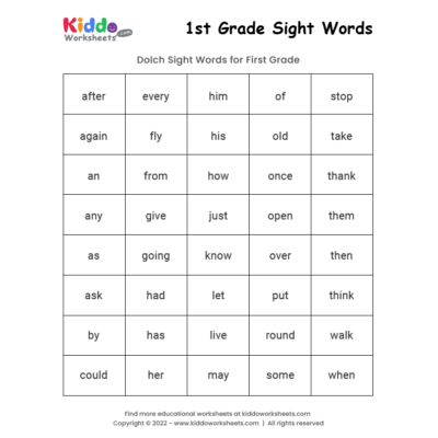 Free Printable Sight Words Worksheets Kiddoworksheets Printable