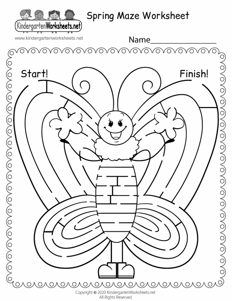 Free Printable Spring Maze Worksheet For Kindergarten