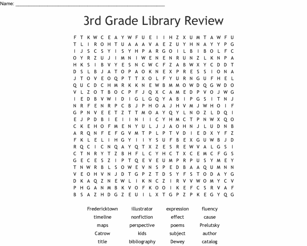 Free Printable Word Searches For 3rd Graders Word Search Printable