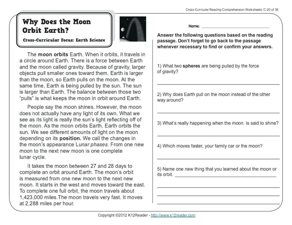 Free Printable Worksheets Reading Comprehension 5Th Grade Reading