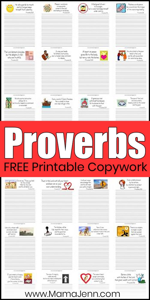 FREE Proverbs Bible Verse Copywork Pages MFW 1st 