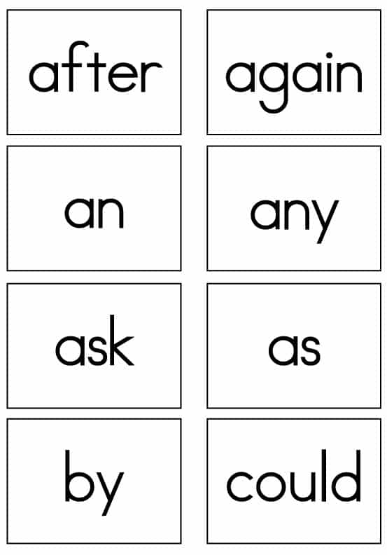 Free Sight Words Printable 1st Grade Flash Cards