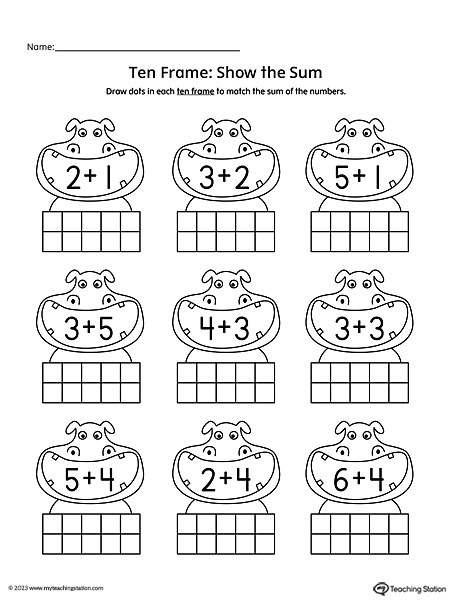  FREE Ten Frame Addition Worksheet MyTeachingStation