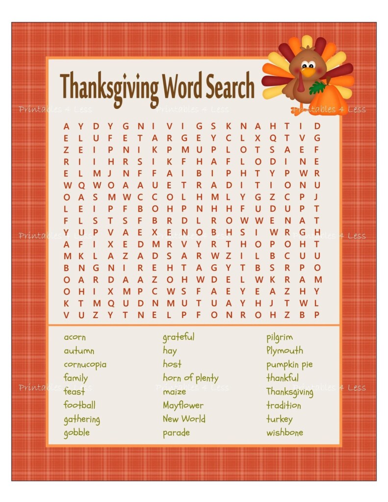 Free Thanksgiving Printable Games Printable Word Searches