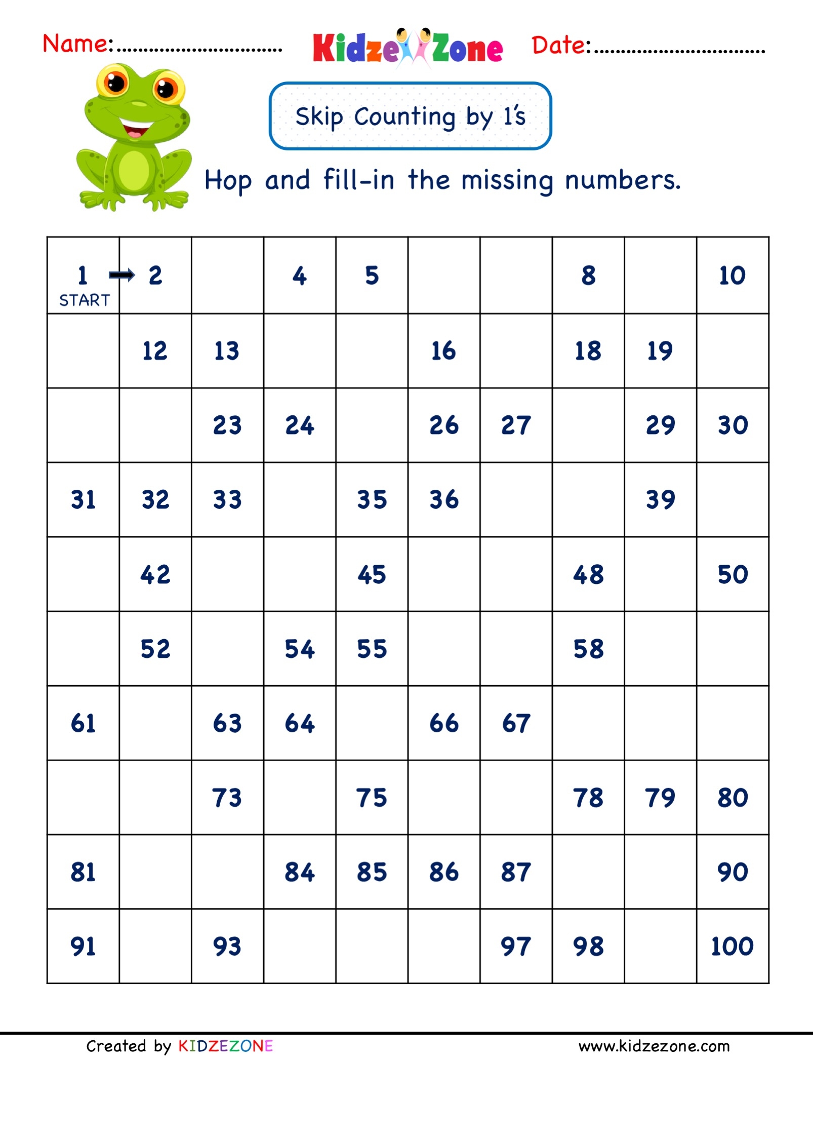 Grade 1 Math Skip Counting Worksheets KidzeZone