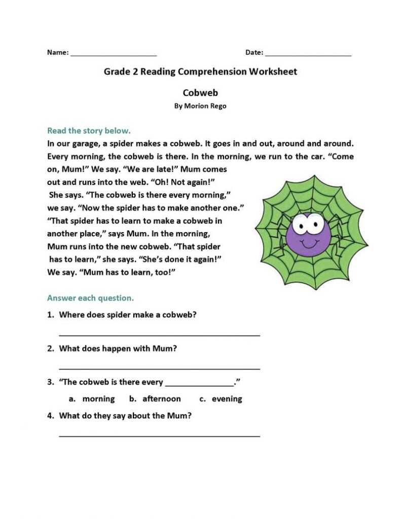 Grade 2 Reading Comprehension Worksheet Printable Coloring Pages Db 