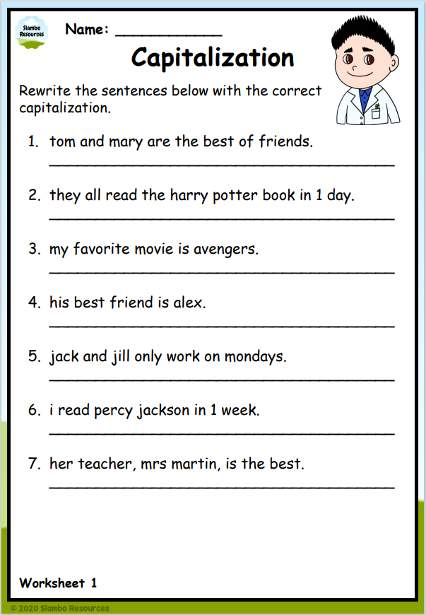 Grade 3 Capitalization Worksheets Free Printables Worksheets 