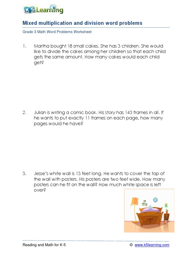 Grade 3 Mixed Multiplication And Division Word Problems B PDF 