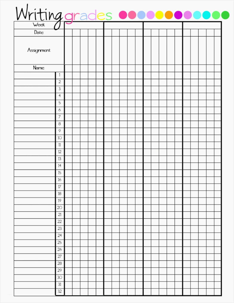 Gradebook Template Printable