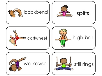 Gymnastics Printable Flashcards Preschool 1st Grade Sports TpT