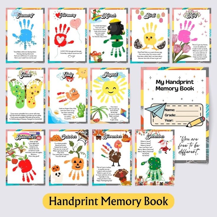 Handprint Memory Book For Prek Preschool Kindergarten 1st Grade