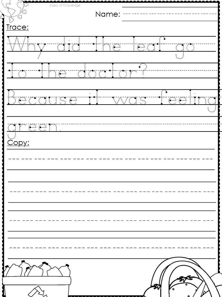 Handwriting Practice Free Printables Earth Day Jokes Worksheets Library