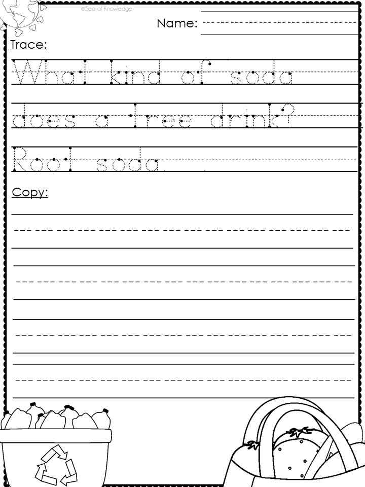 Handwriting Practice Free Printables Earth Day Jokes