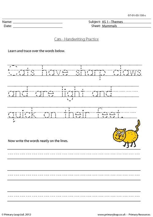 Handwriting Practice Sheets First Grade
