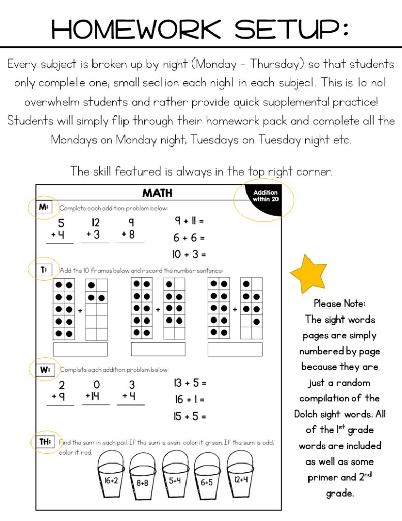 Homework For 1 Grade