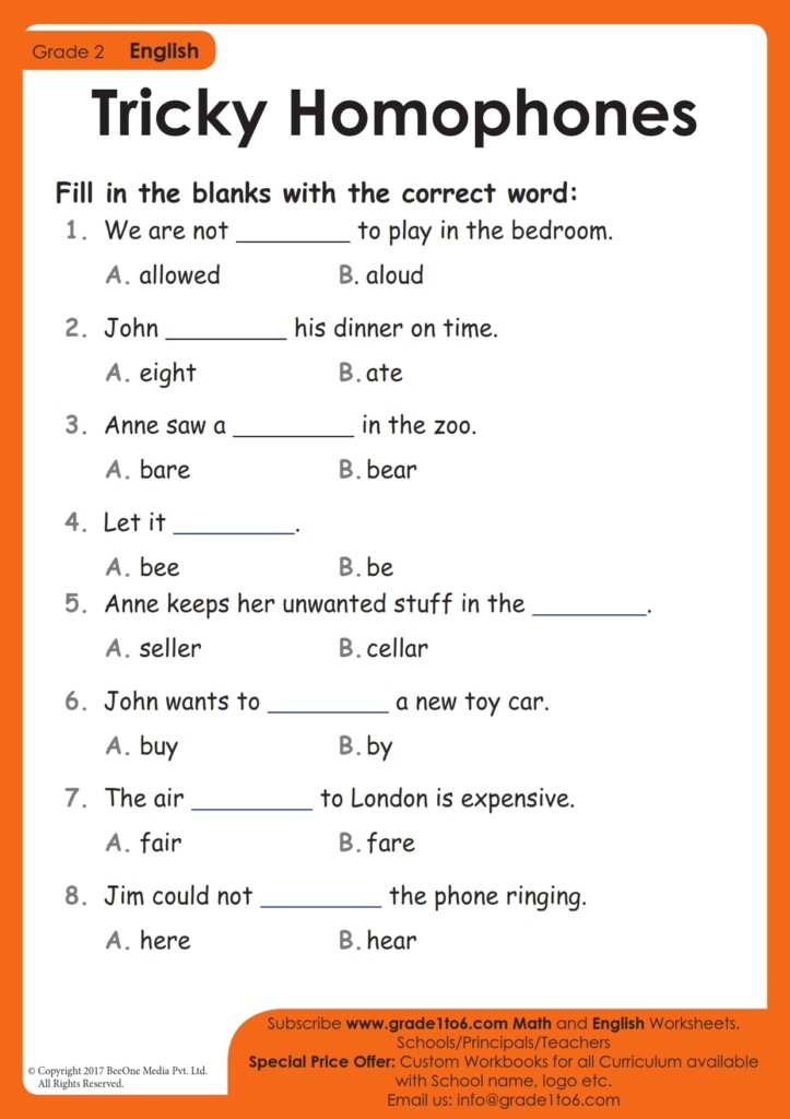 Homophones Worksheet Set Worksheets Library