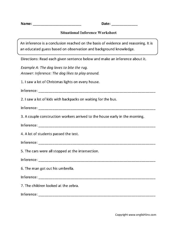 Inference Worksheets Grade 4 Db excel