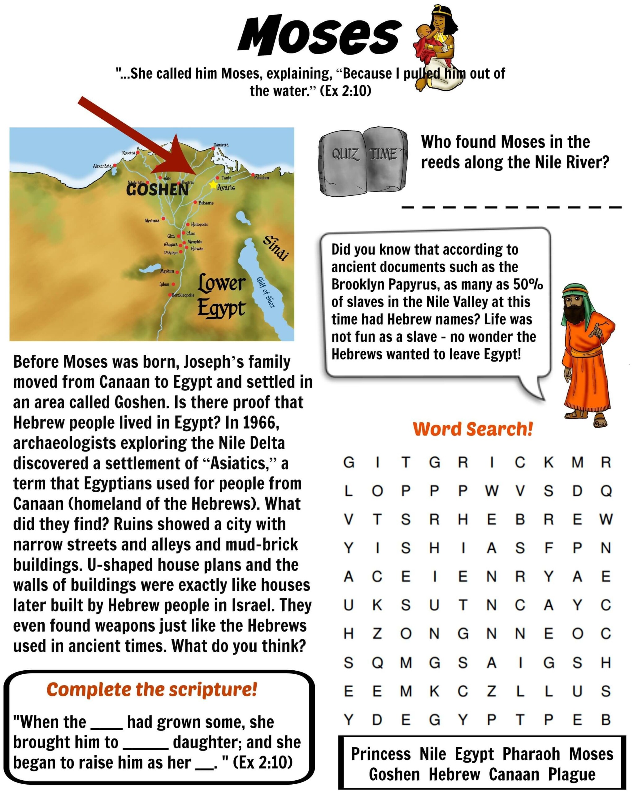 Kids Word Searches Printable Puzzles On Moses Printable Crossword