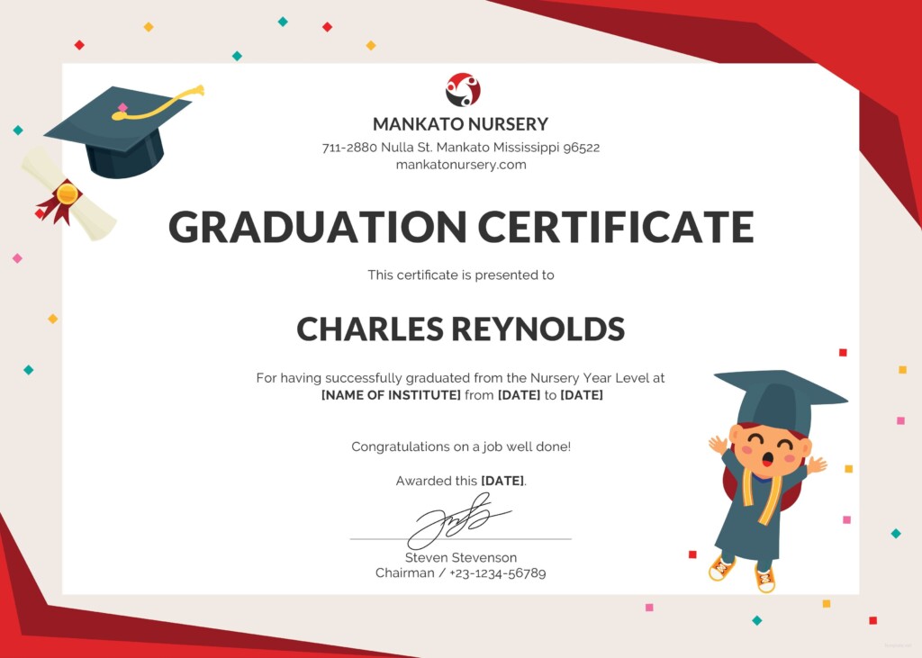 Kindergarten Graduation Certificate Free Printable Printable New Year 