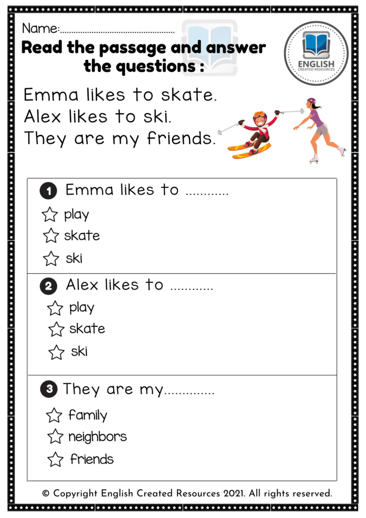 Kindergarten Reading Comprehension Worksheets Printable Reading 