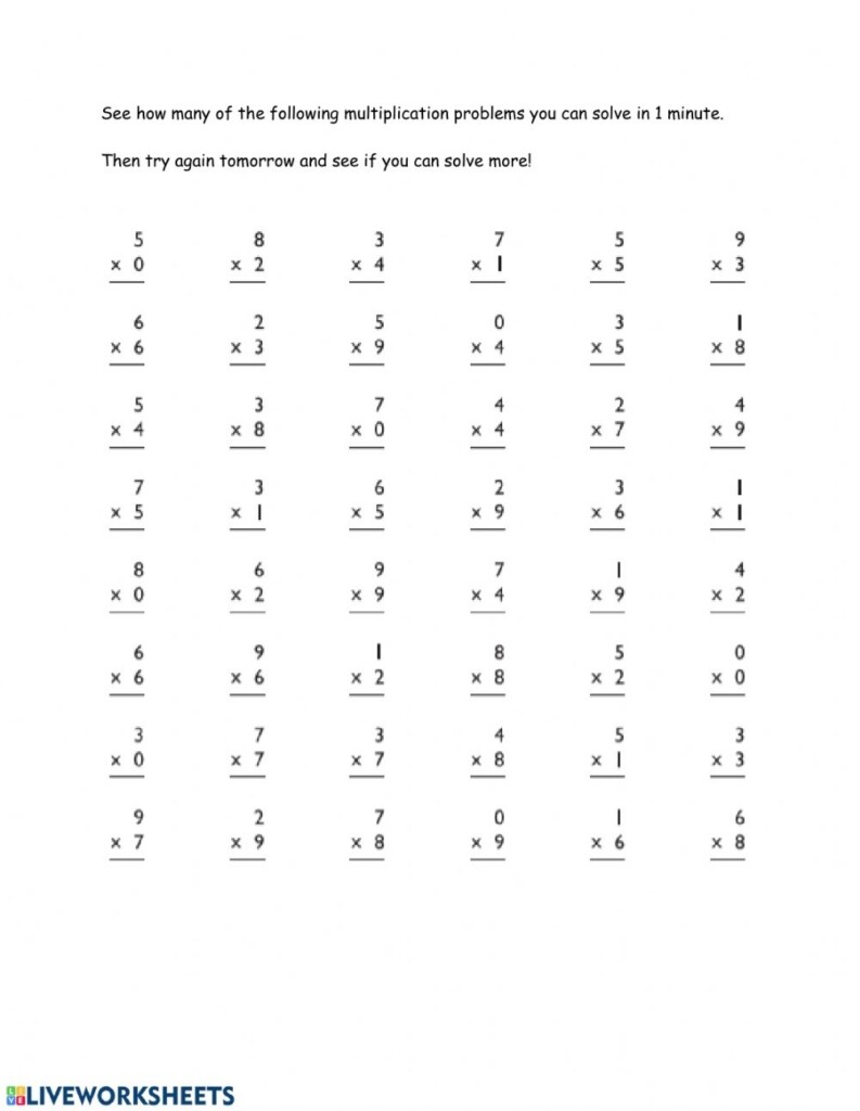 Mad Minute Multiplication Worksheets Printable Worksheets
