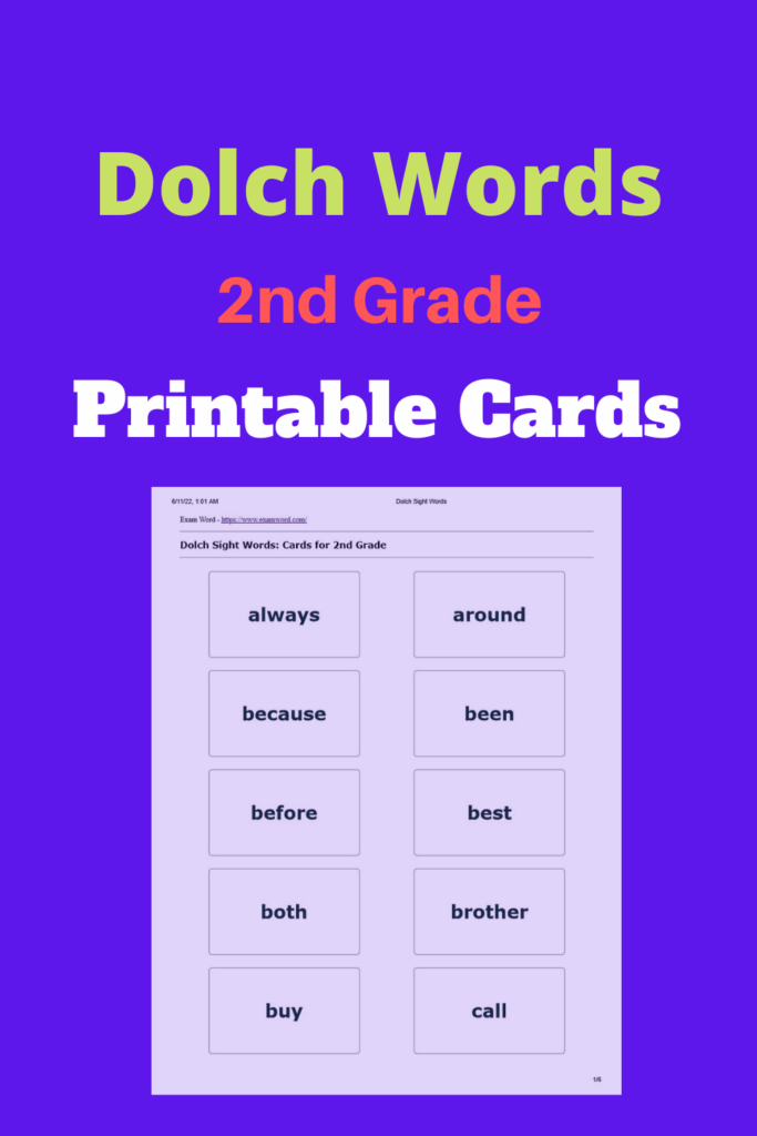 Make Dolch Sight Words 39 Printable Cards For 2nd Grade On Demand Free 