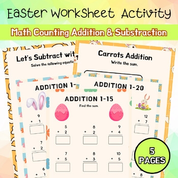 Math Additon Substraction Easter Worksheet PreK 2nd Easter Activity 