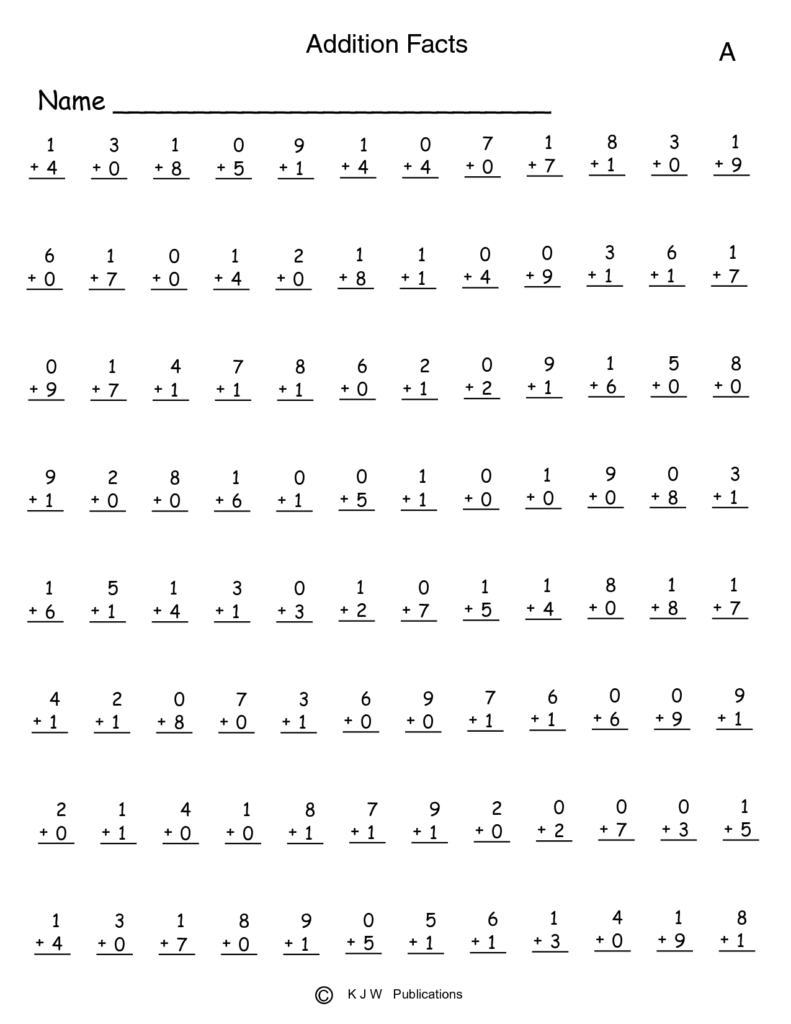 Math Facts Practice Worksheets 1st Grade 1st Grade Math Worksheets