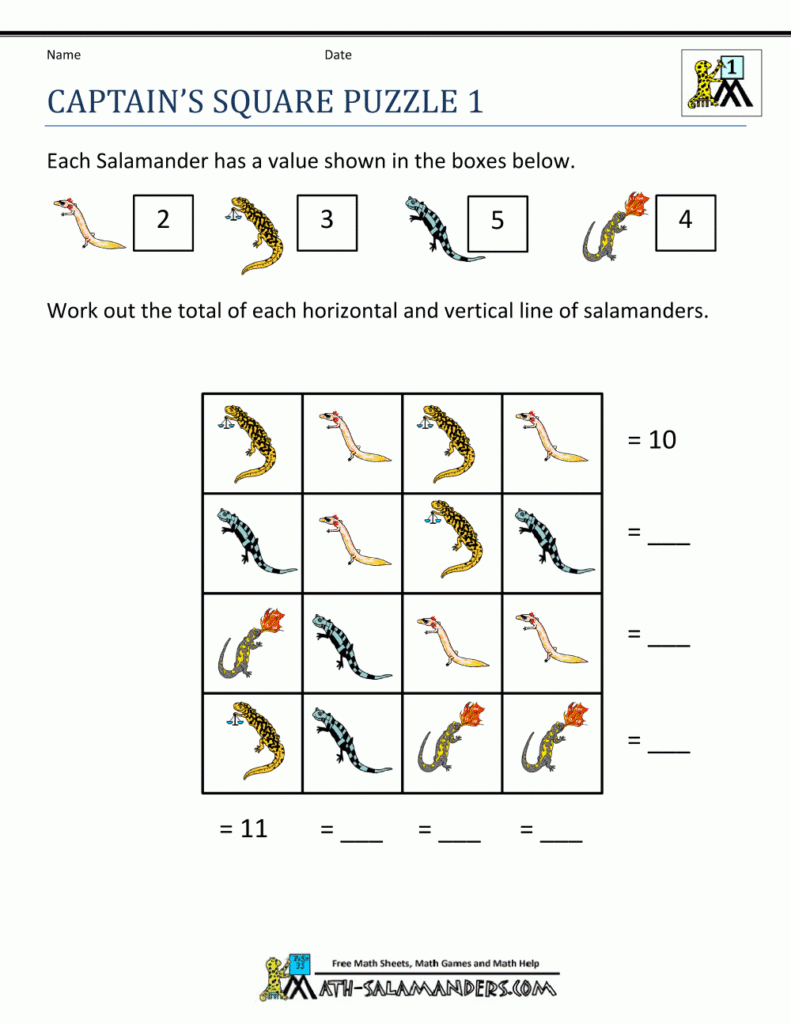 Math Puzzles For 1st Grade Printable Logic Puzzles