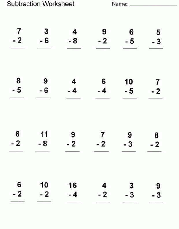 Math Worksheets For Grade 1 Subtraction 957134 Free Worksheets Samples