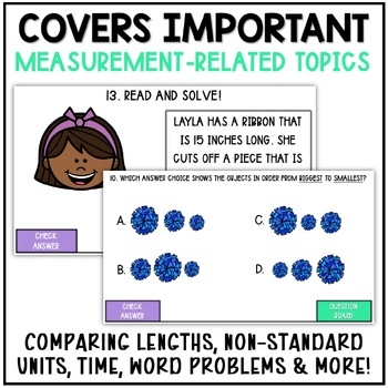 Measurement Review Game 1st Grade Test Prep Digital Resource