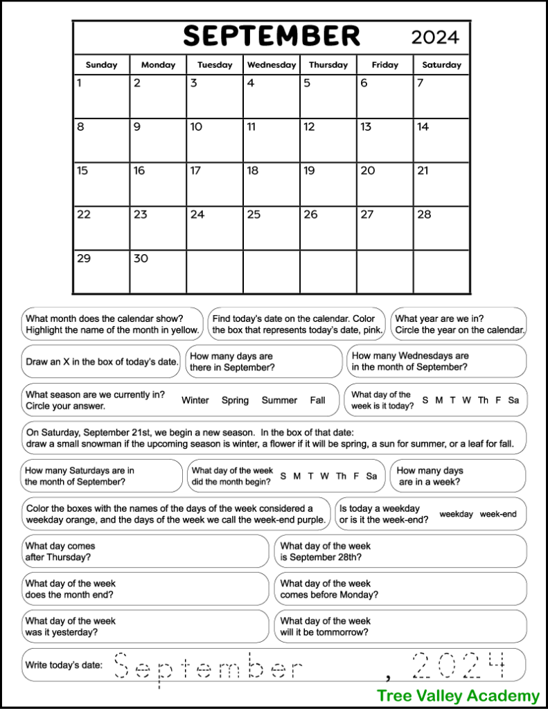 More Learning The Calendar Worksheet Mamas Learning Corner 