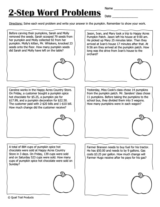 Multiplication Division And Word Problem Worksheets Pumpkin 