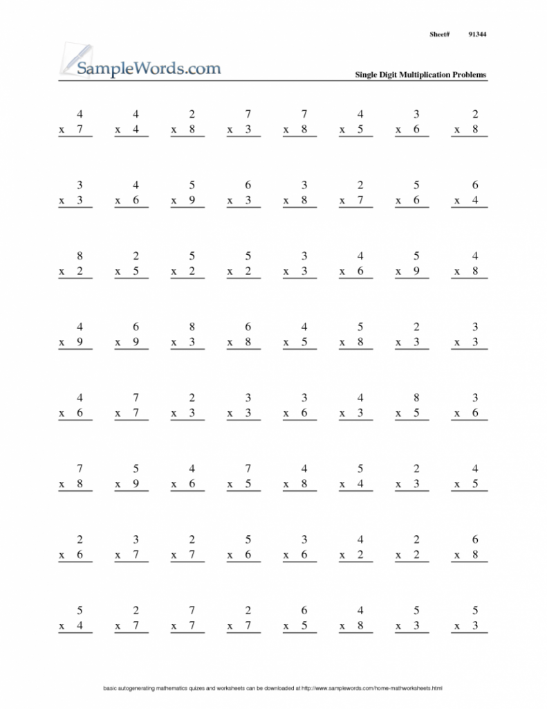 Multiplication Problems 3rd Grade Multiplication Worksheets