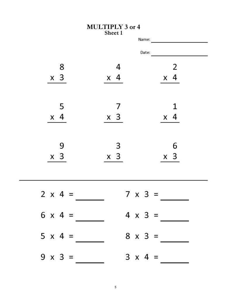 Multiplication Worksheets For Grade 2 3 20 Sheets Pdf Year 2 3 4 