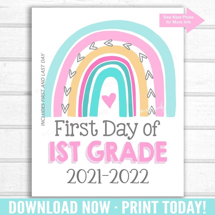 Muted Rainbow Pink Rainbow First And Last Day Of First Grade 2024 2025 