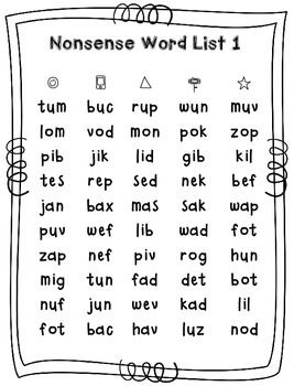 Nonsense Words First Grade Printable