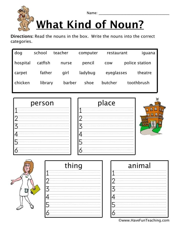 Nouns Worksheet 9th Grade