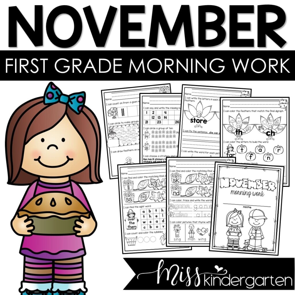 November Morning Work First Grade Miss Kindergarten