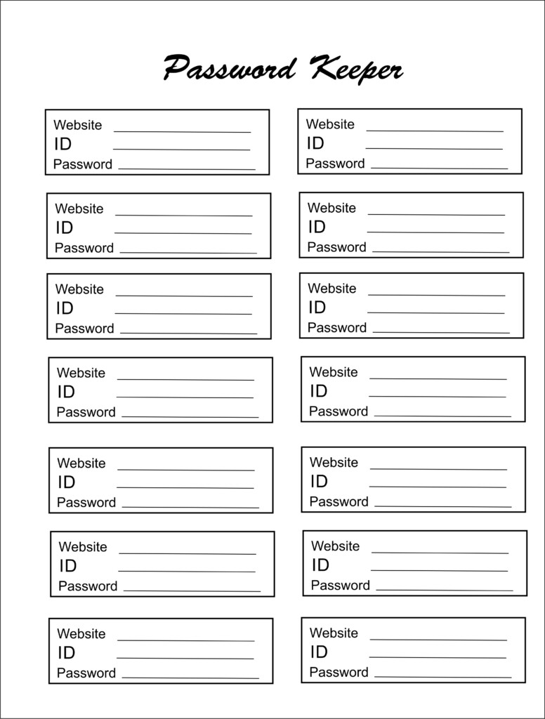 Password Keeper Printable Printablee