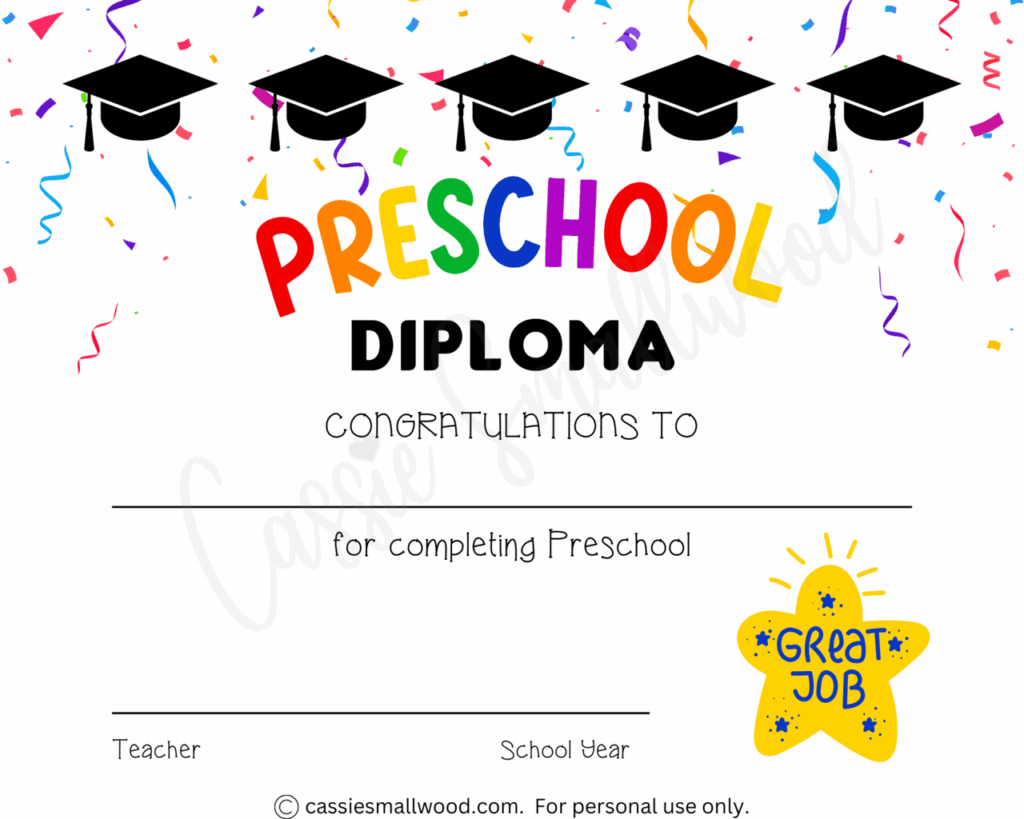 Preschool Graduation Certificate Free Printable Prntbl ieolayaherrera 