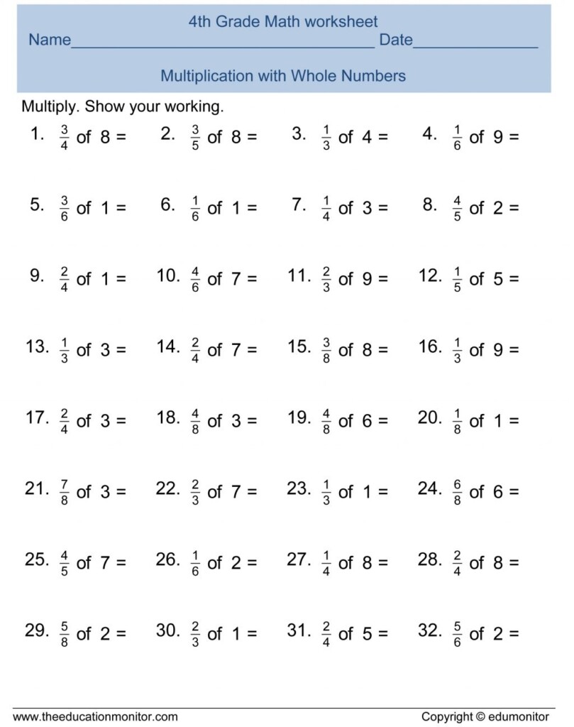 Printable 4Th Grade Math Worksheets Printable Worksheets