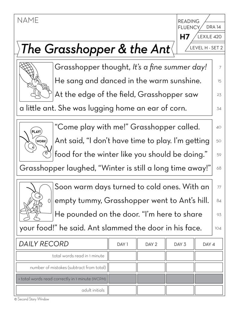 Printable 4th Grade Reading Fluency Passages Printable Online