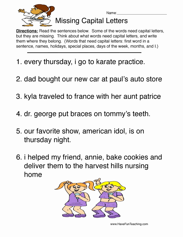 Printable Capitalization Worksheets Awesome English Worksheets 