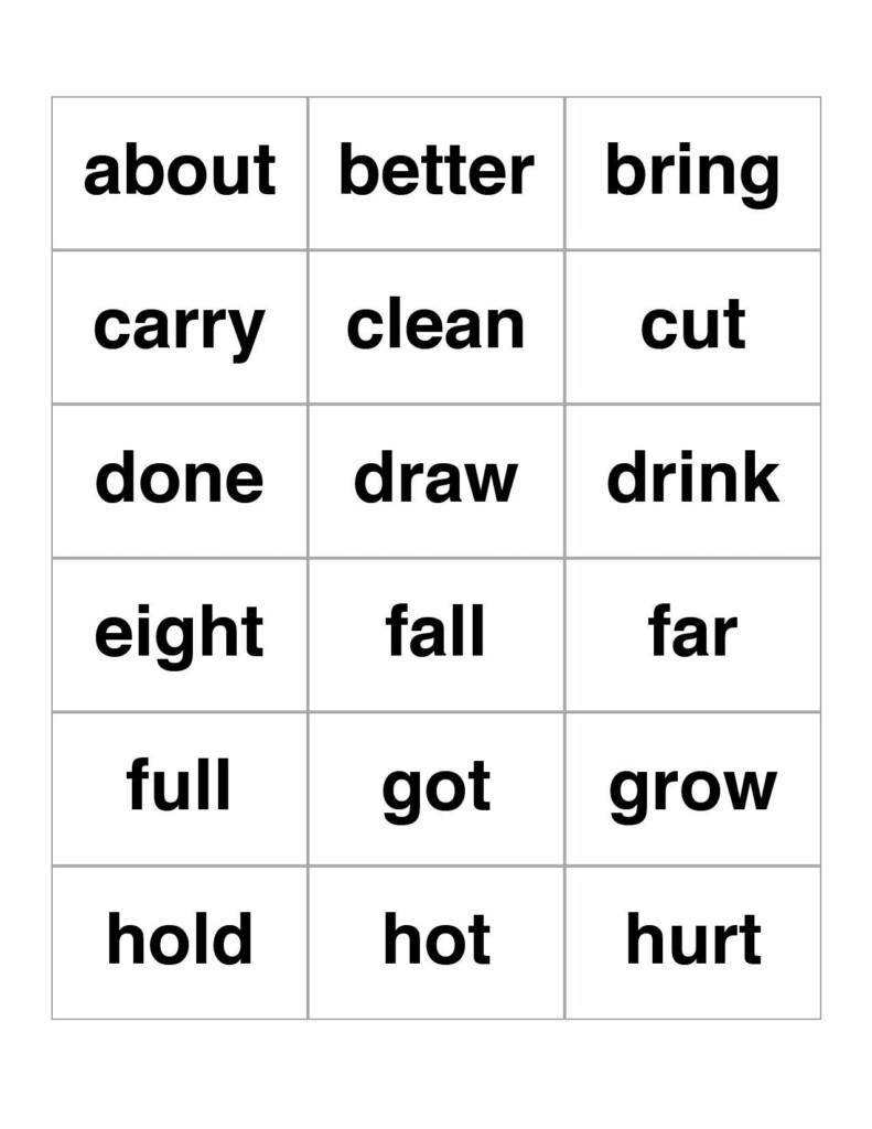 Printable Dolch Words Flashcards