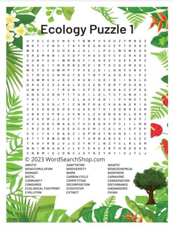 Printable Ecology Word Searches For Free