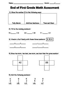Printable End Of Year First Grade